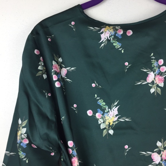 NWT Ted Baker Green Floral Flourish Wrap Top - Picture 10 of 11
